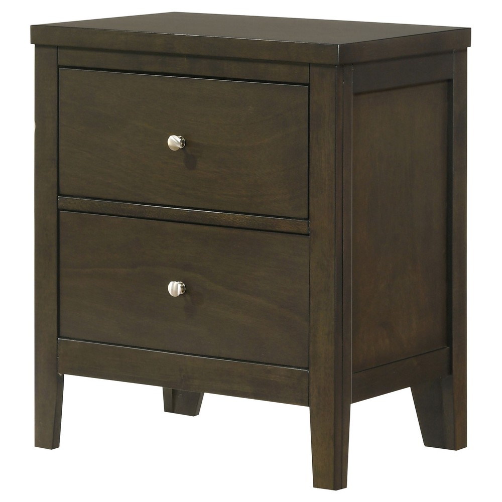 Dark Cocoa Nightstand, 2-Drawer Bedside Table, Modern Storage Cabinet