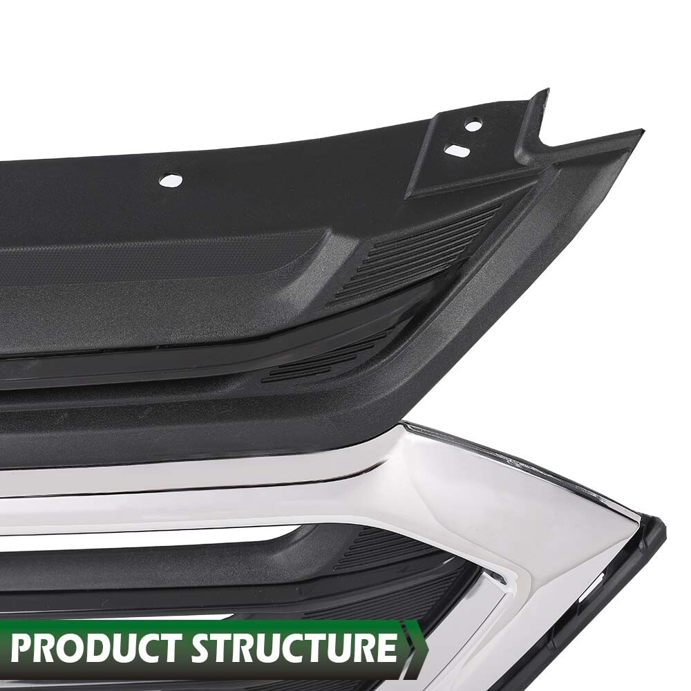 Fit For 18-21 Chevrolet Equinox Front Bumper Upper Grille Grill w/ Chrome Trim