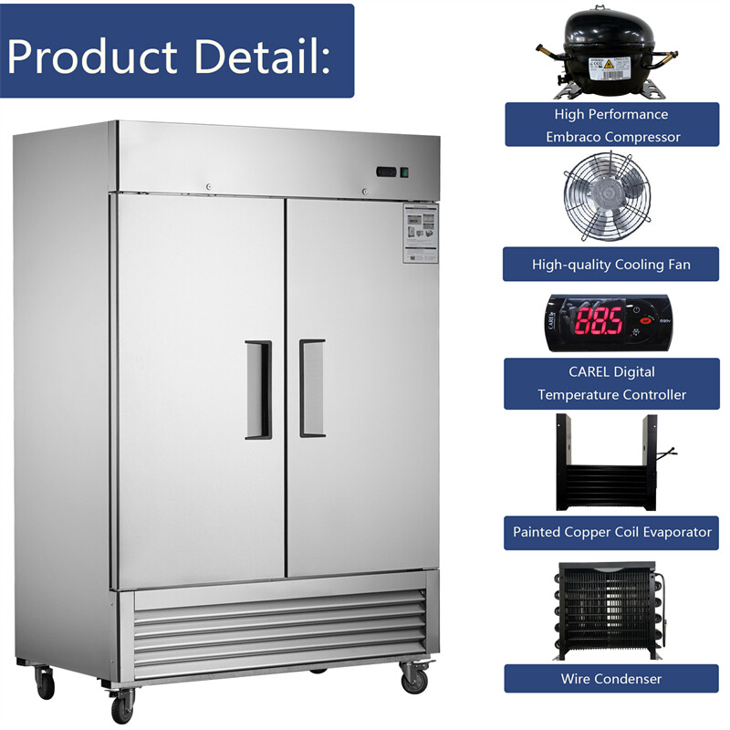 54" Commercial Merchandiser Refrigerator 2 Solid Doors 42.2Cu.ft for Restaurant