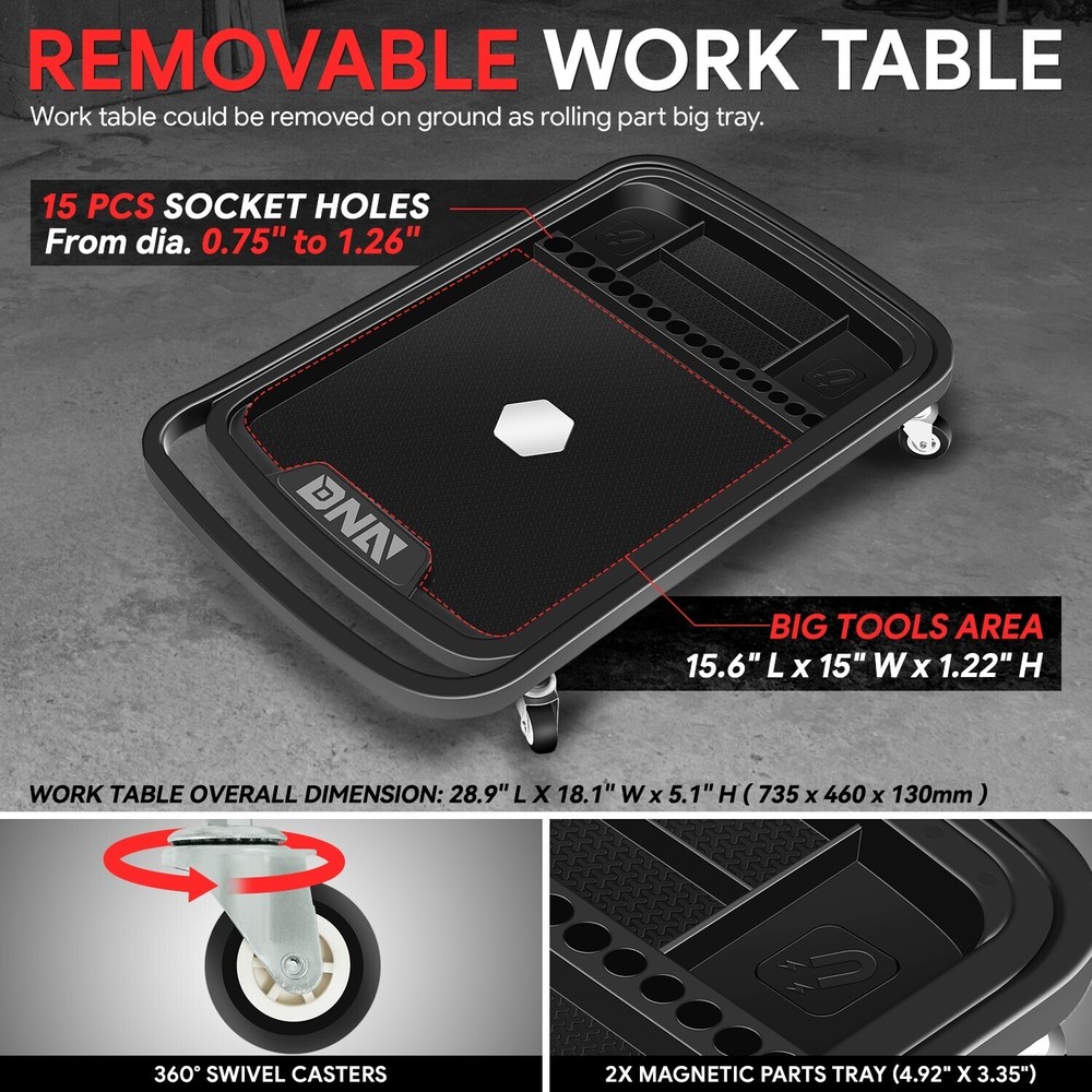 2-In-1 30.5"-47.2" Adjustable Height Working Table 130lbs. Capacity w/ Rollers