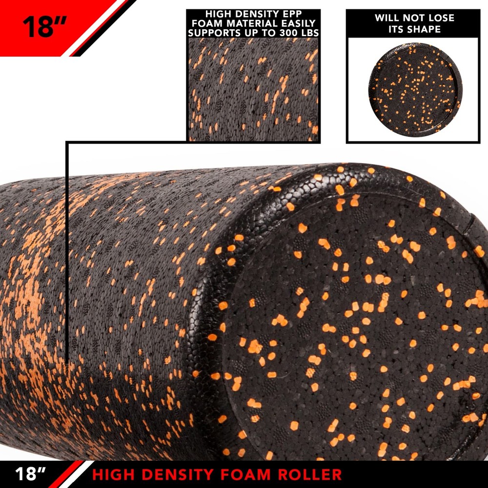 High Density Foam Roller, Speckled Orange, 18-Inch