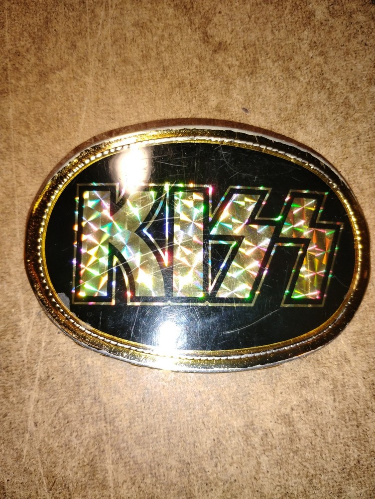 1977 Kiss Belt Buckle Gold Black Prism Pacifica MFG