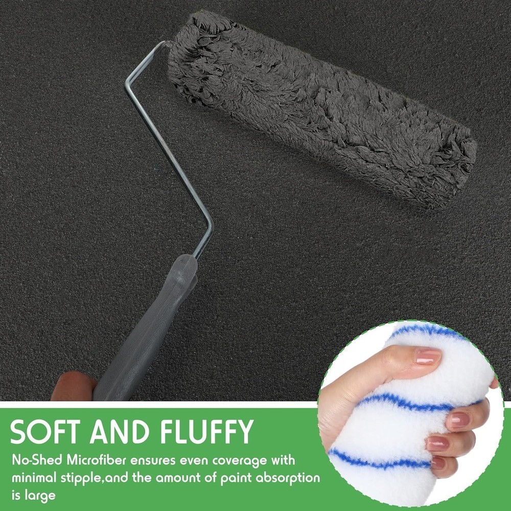 48 Pcs 9" x 1/2" Nap Microfiber Paint Roller Covers - Bulk Refills for Walls
