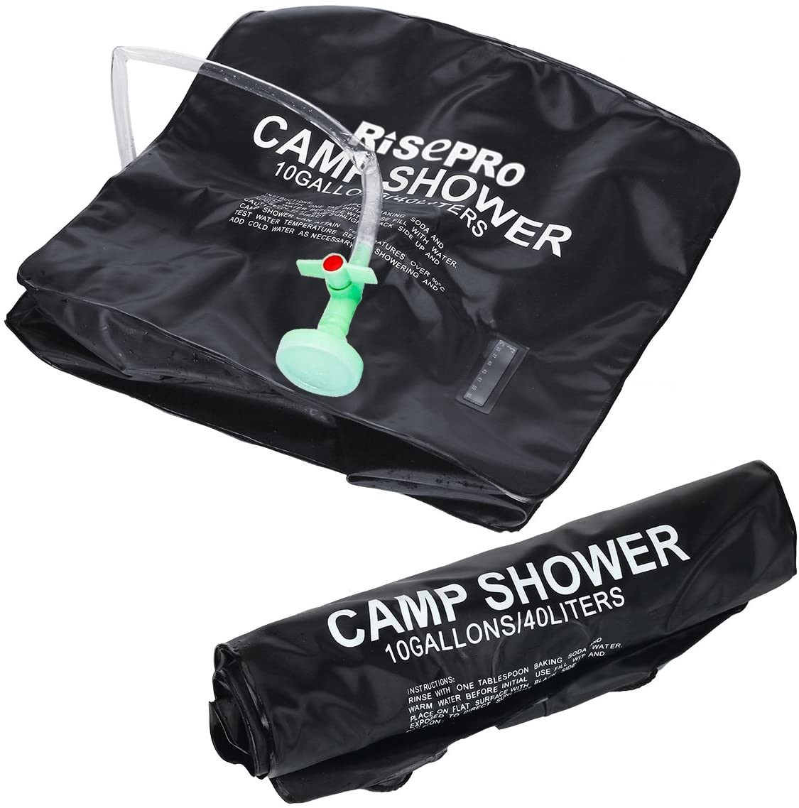 10 Gallons/40L Solar Shower Bag Solar Heating Camping Shower Bag with T