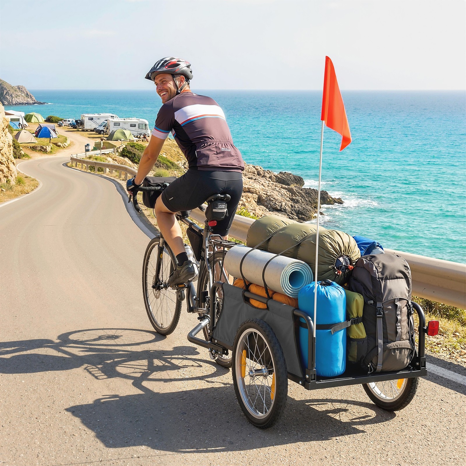 Soozier Bike Cargo Trailer with Quick Release 16" Wheels, Gray