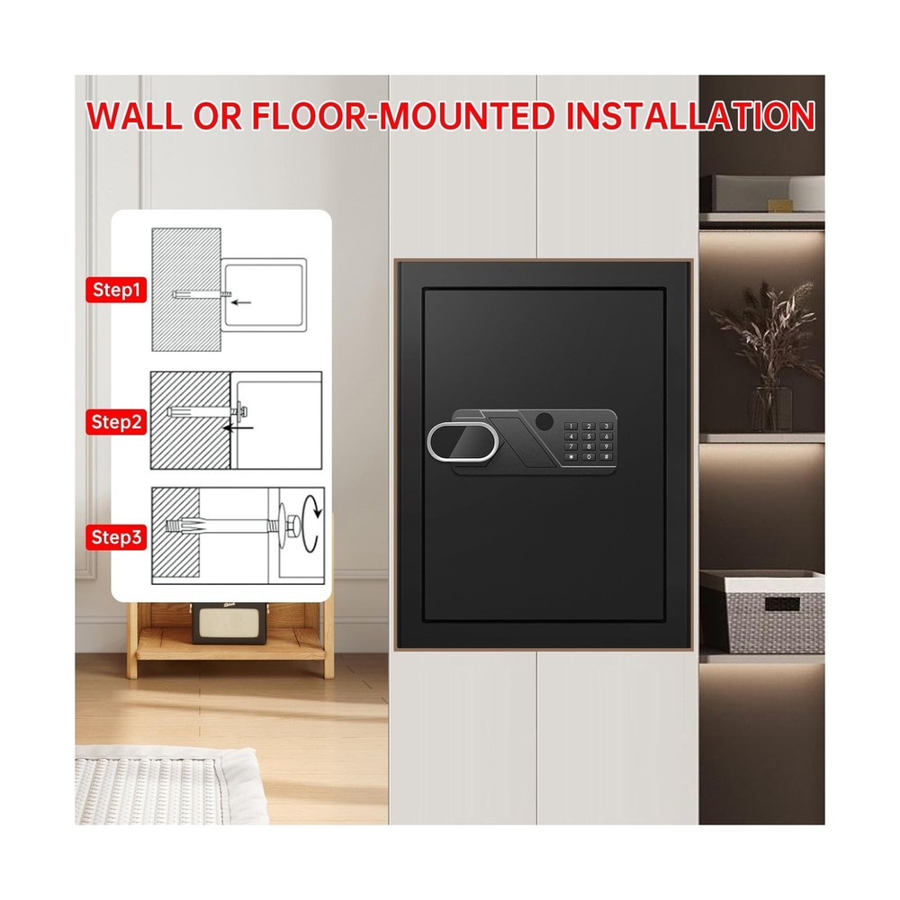 3.4 Cub Large Home Safe Fireproof Waterproof, Digital Security Fireproof Safe...