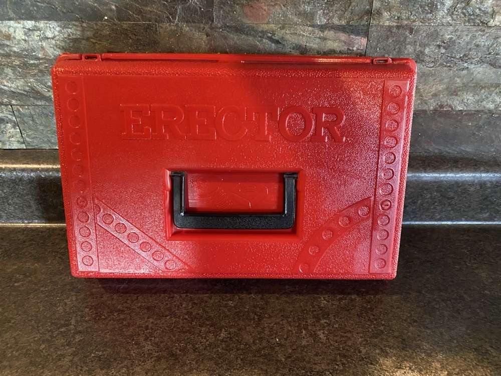 A. C. Gilbert Erector Set with Red Plastic Case 1970s Vintage