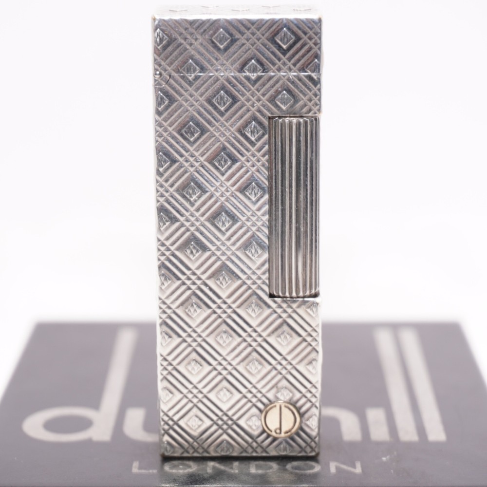 Dunhill Lighter Silver Rhombus Pattern_Ultrasonically cleaned_Working