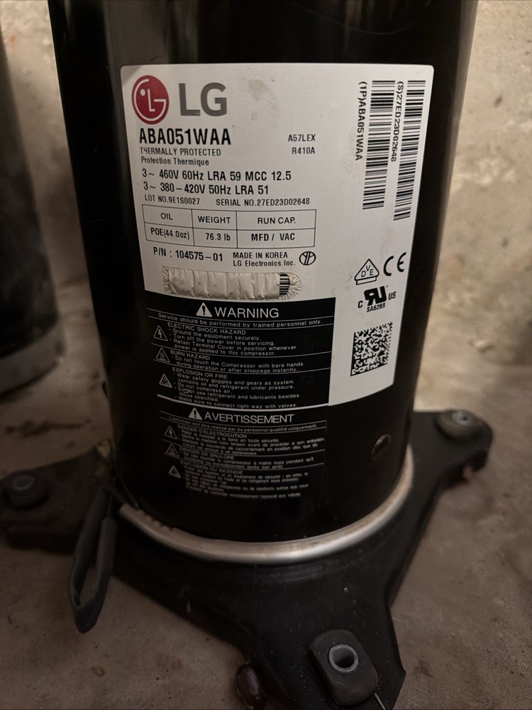 LG Compressor Model # ABA051WAA/A57LEX