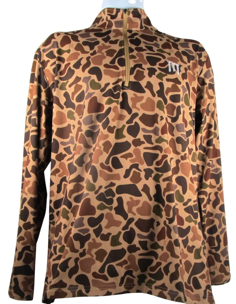 Mully Golf Quarter Zip Pullover Men's L Camo Performance Golf Jacket