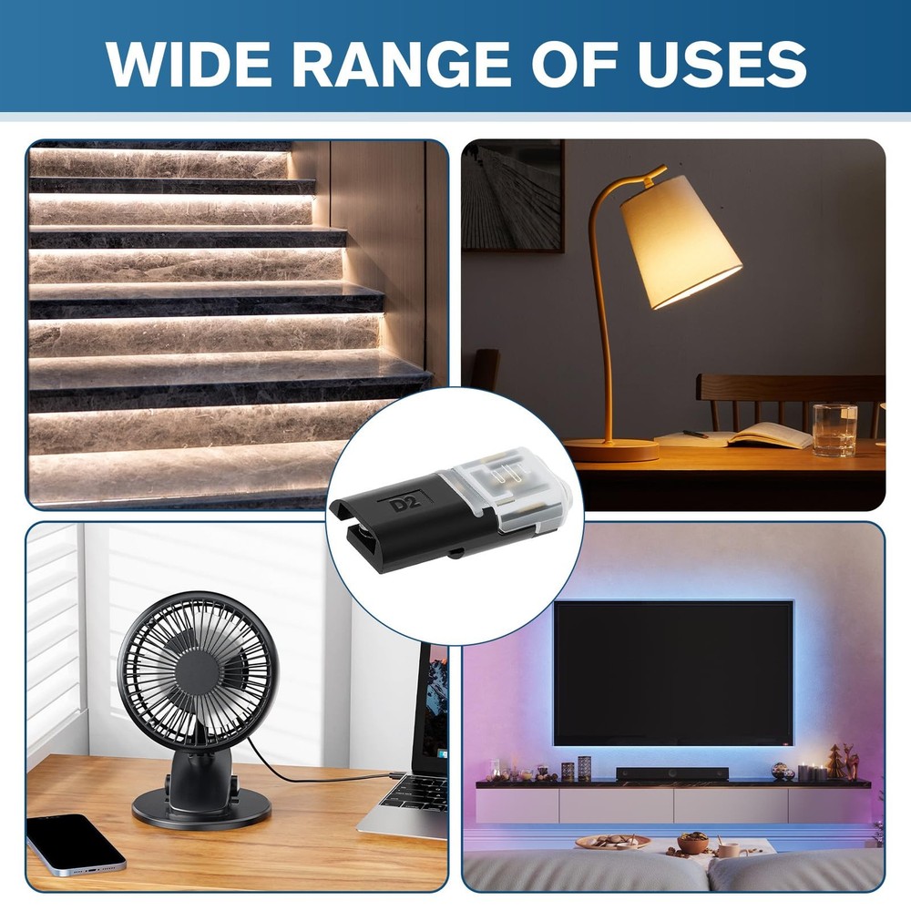 Double Wire Plug in Connector, 2-Pin Low Voltage Wire Connector with Locking ...