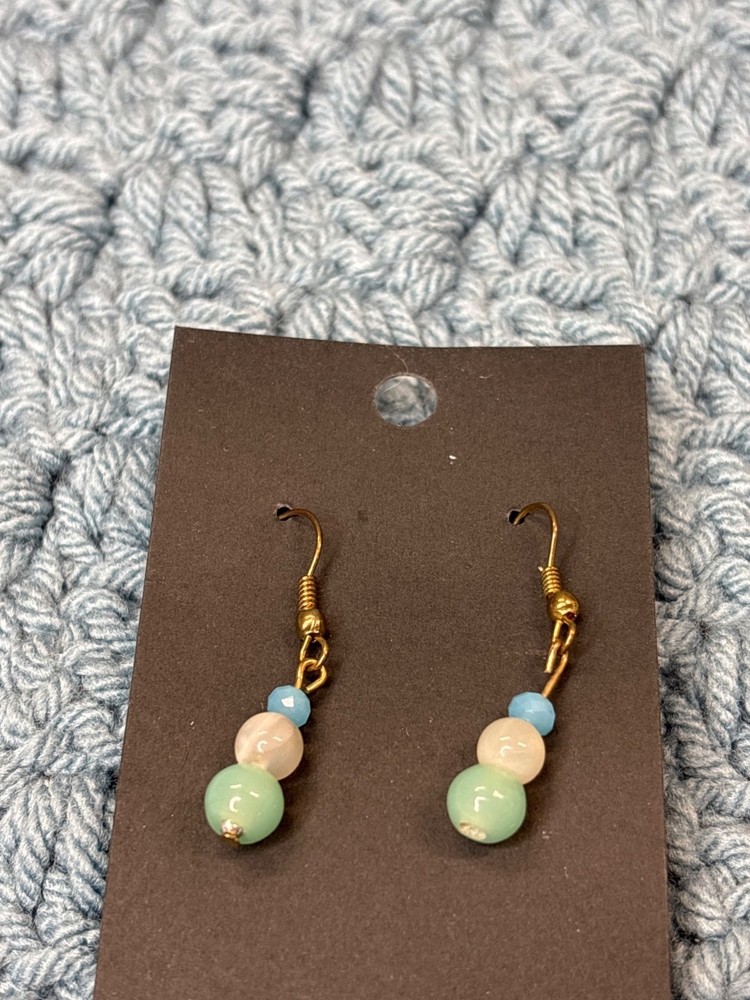 Glass Beaded Dangle Earrings 0.75 inch