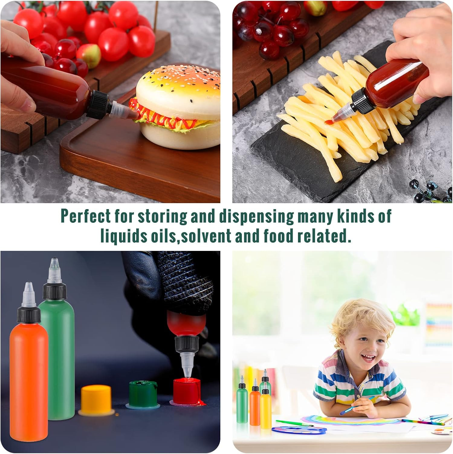 150 Pcs 4 Oz Plastic Squeeze Bottles with Twist Top Cap for Liquids