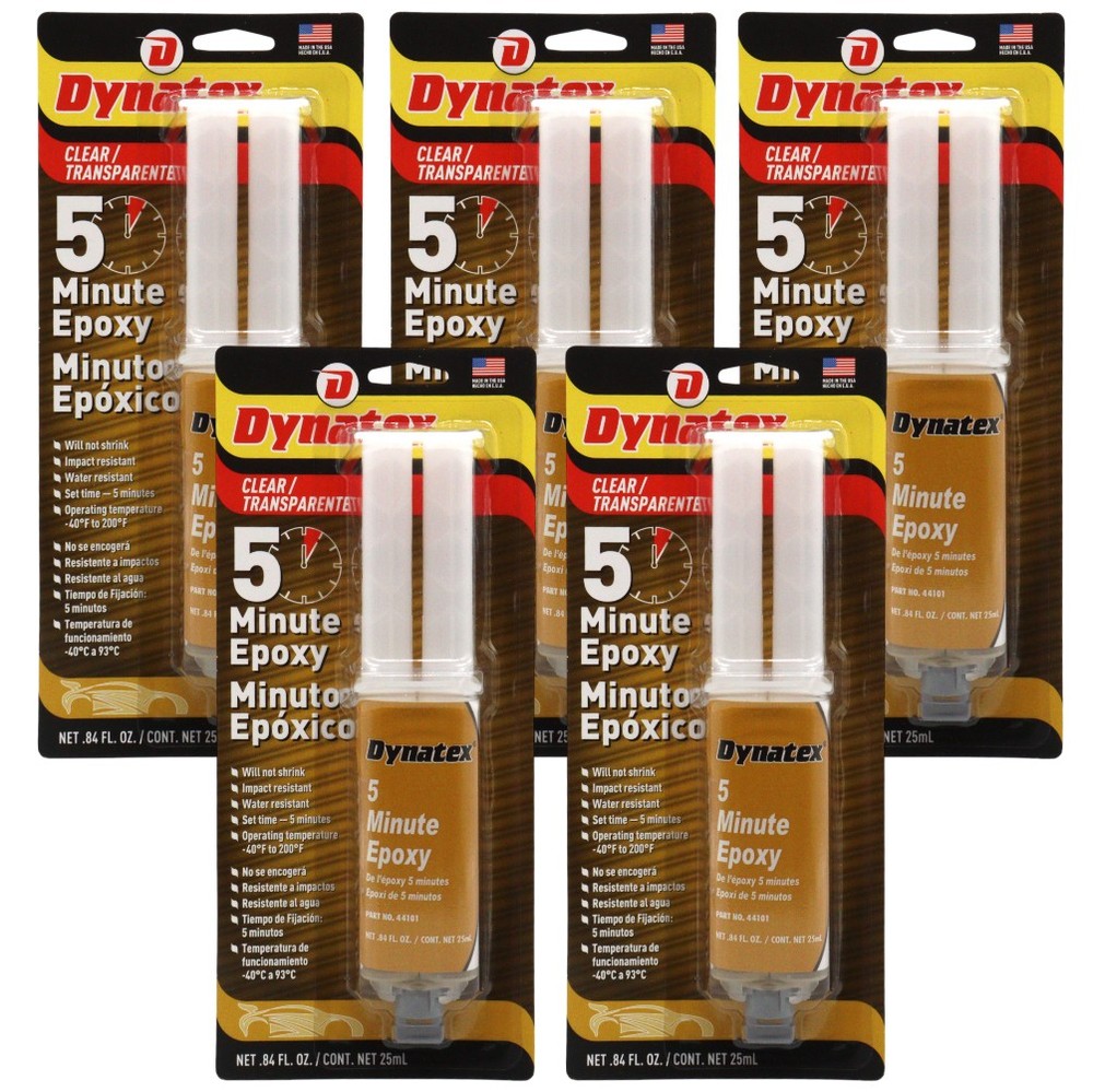 Dynatex 5 Min Epoxy 0.84 oz - Fast Cure Strong Bond (5-Pack)