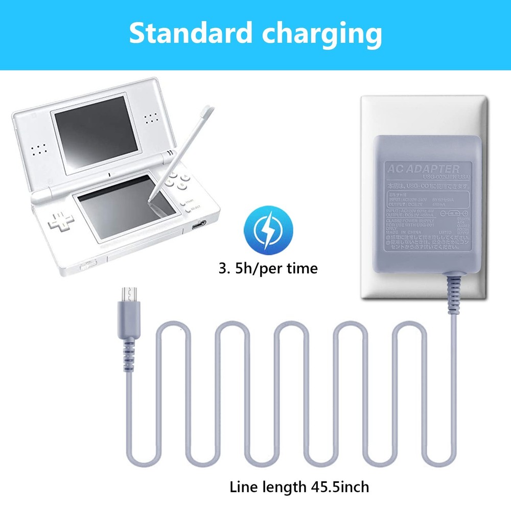 DS Lite Charger Replacement for Nintendo DS Lite, AC Adapter Wall Plug Compat...