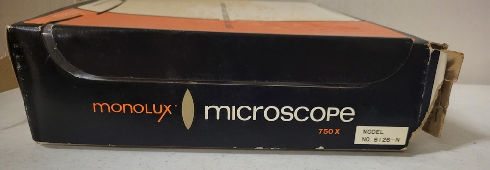 Vintage Monolux Microscope Model #6126N Inside Items Sealed (Damaged Open Box)
