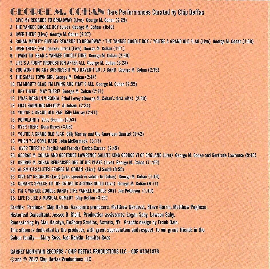 George M. Cohan: Rare Performances Curated by Chip Deffaa (new  CD)