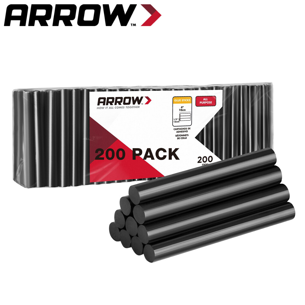 Arrow 200PC Full Size Hot Glue Stick Black Glue Gun Stick 4"x1/2" Hot Melt Stick