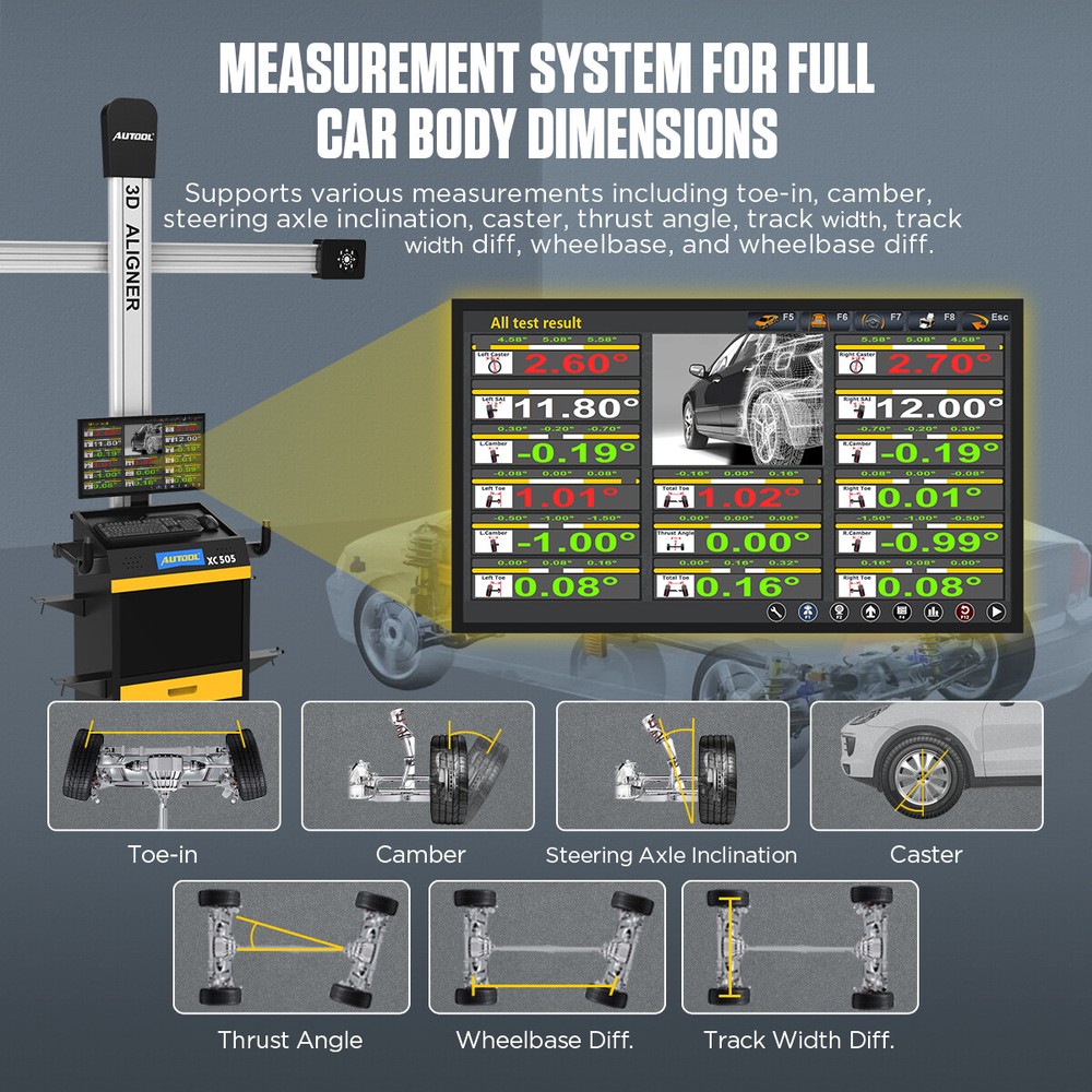 AUTOOL 3D Wheel Alignment Machine Fully Automatic 4 Wheel Aligner Alignment Tool