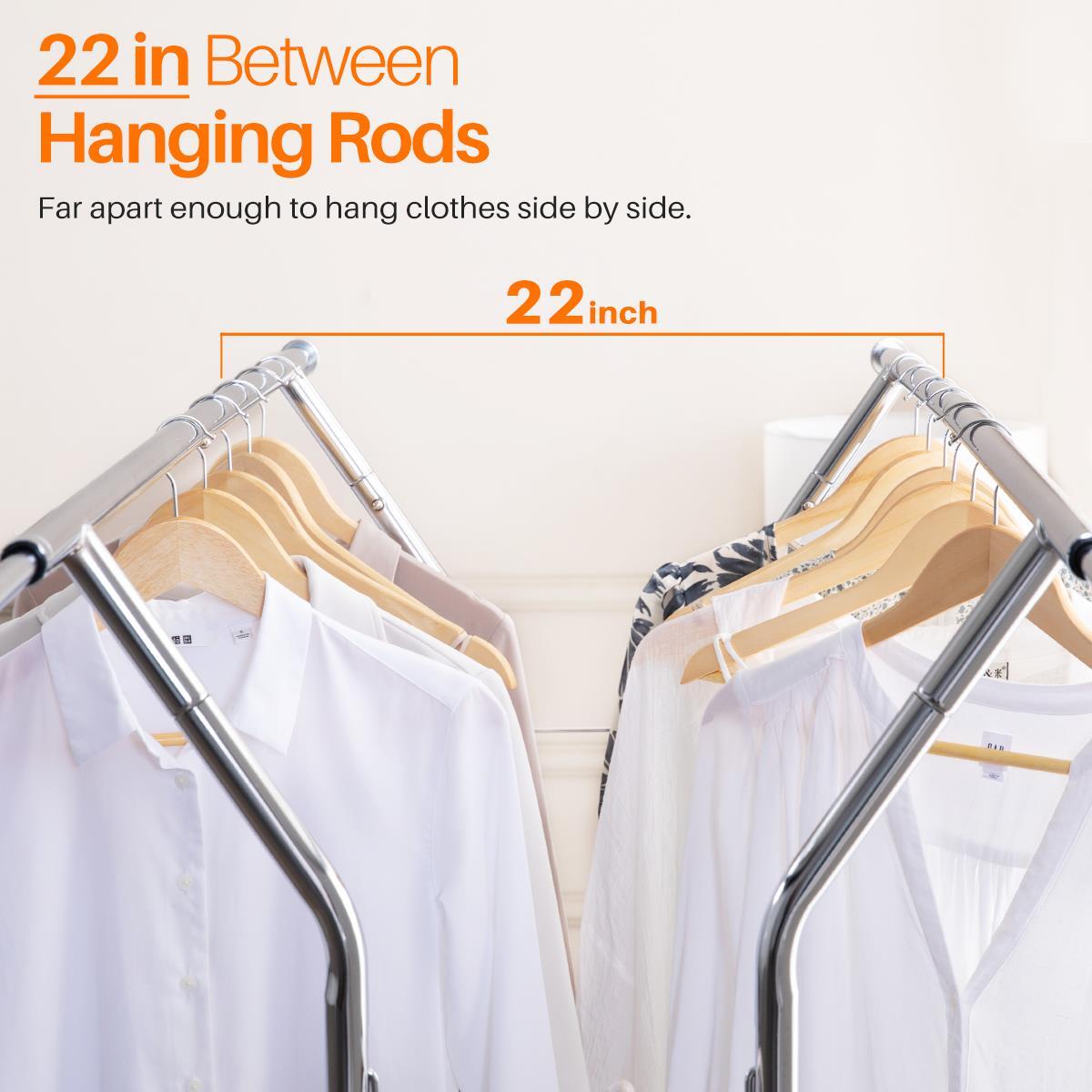 Heavy Duty Collapsible Commercial Clothing Garment Rack Rolling Chrome US