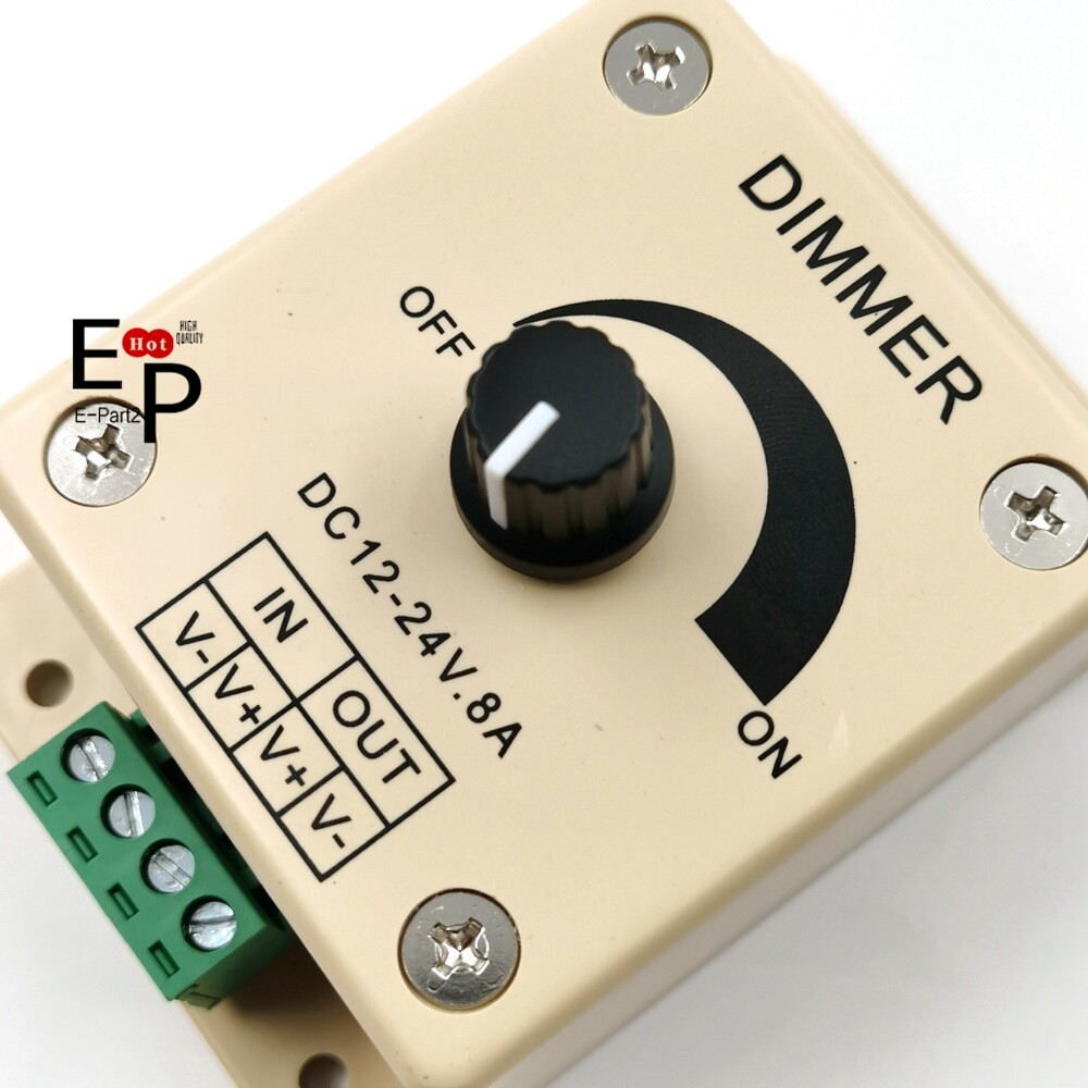 12V-24V 8A Manual Dimmer Switch With Terminals For LED Strip Light Mountable