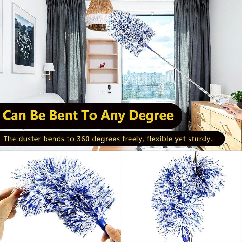 Ultra-Soft Extendable Feather Duster with Washable Heads for Delicate Surfaces