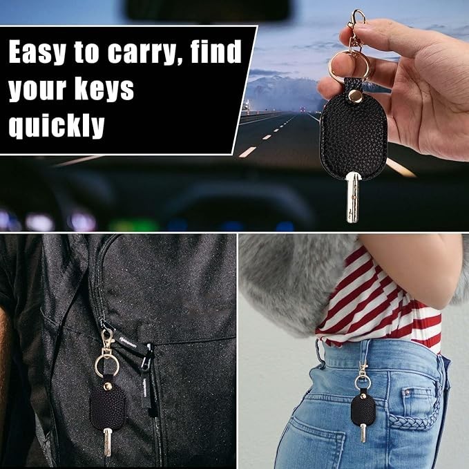 Leather Car Key Sleeve, Broken Loop Replacement PU Keychain Protector With Iron