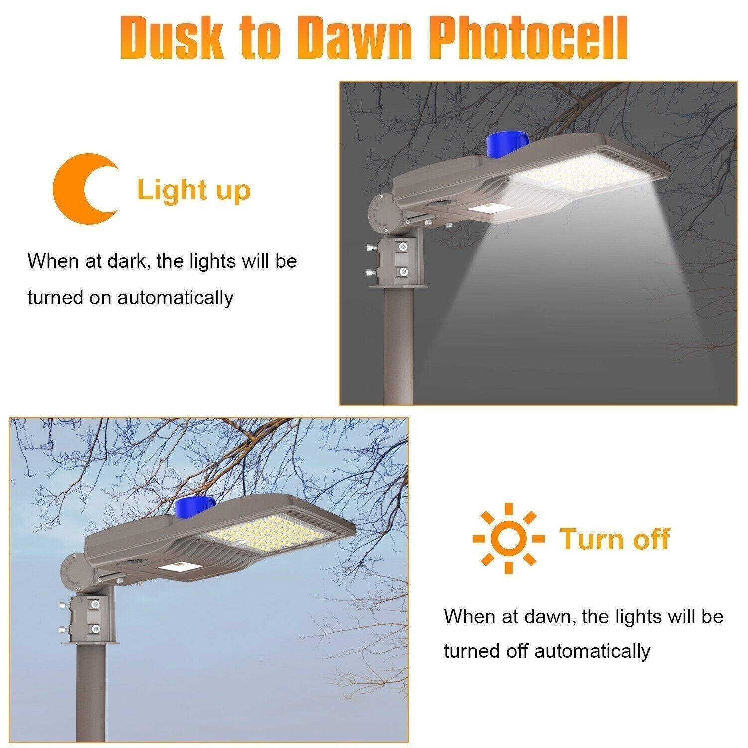 200W LED Shoebox Pole Light Outdoor Street Parking Lot Fixture with Photocell