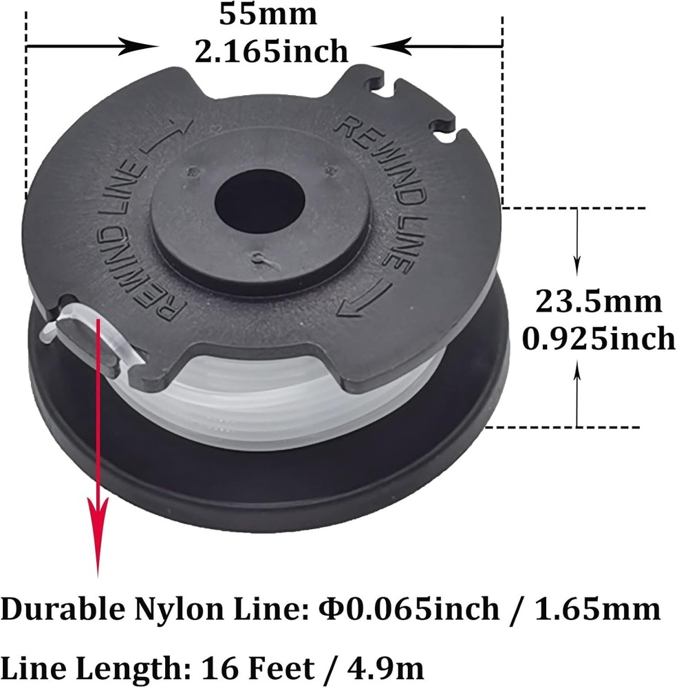 6 Pack Hyper Tough Replacement Spools - 0.065" Durable Trimmer Line, 16ft Each