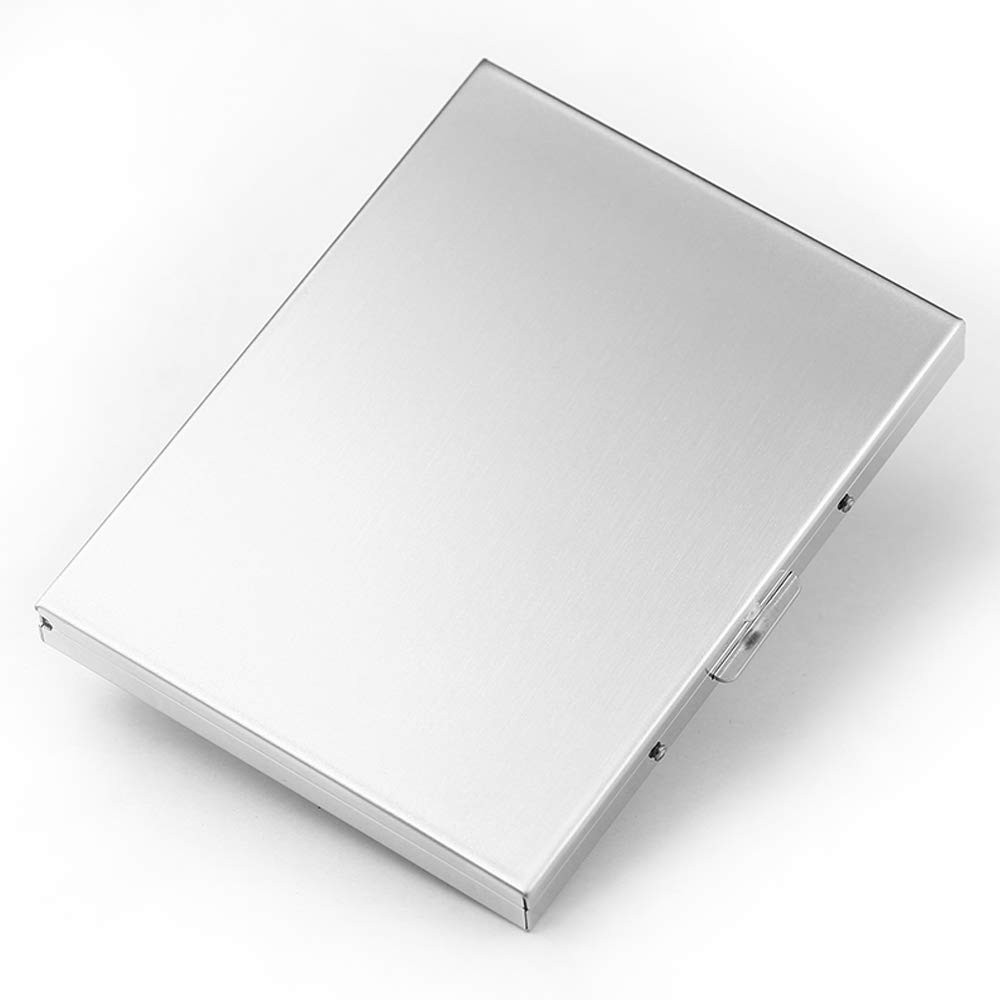 Stainless Steel Extra Slim Cigarette Case Metal Silver (Flat)