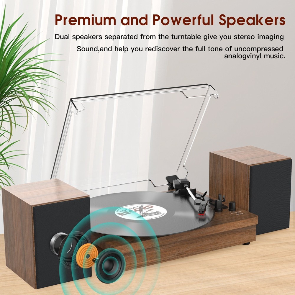 Record Player Bluetooth Turntable Vinyl Record Player with External Speakers 3 -