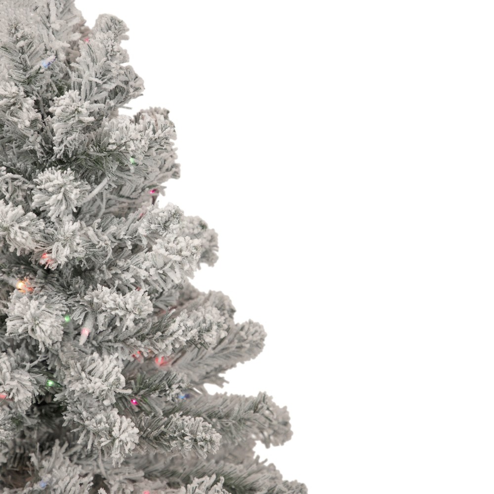 Northlight 3' Medium Flocked Madison Pine Artificial Christmas Tree Multi Lights