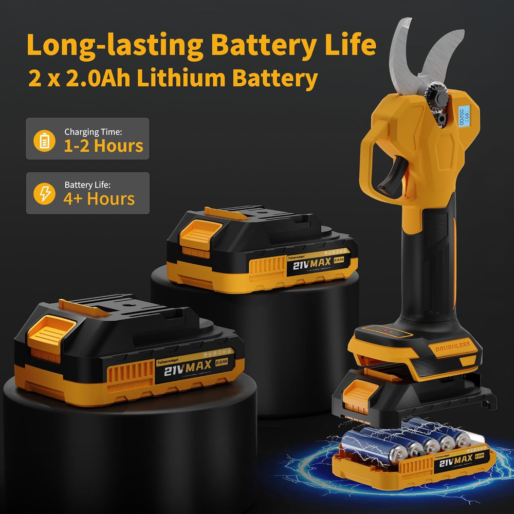 Electric Pruning Shears, Cordless Power Pruner with 2 Inch Cutting Diameter, LCD