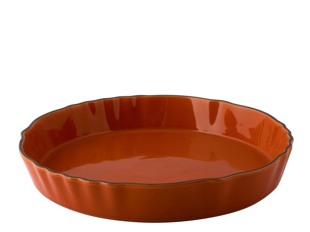 Stoneware Round Orange Baking Dish 24 Habi