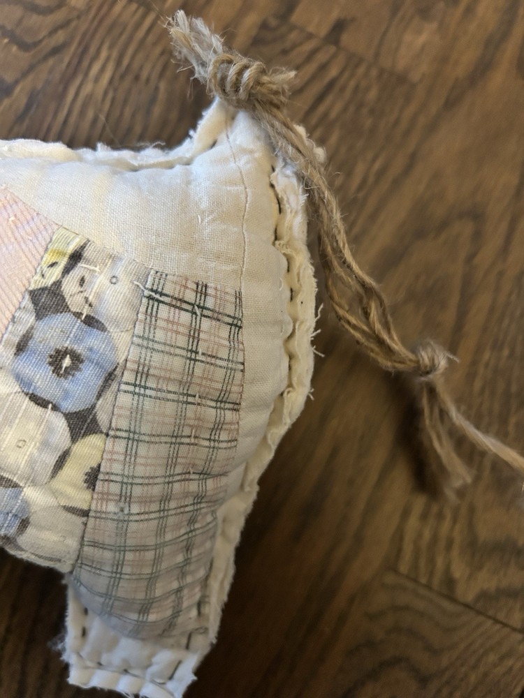 Stuffed Primitive Pig 9” From Feedsack Quilt