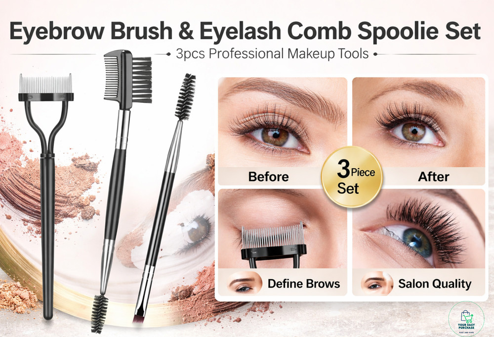 Eyebrow Brush Eyelash Comb Spoolie Set 3pcs Lash Separator Makeup Tool Kit Pros