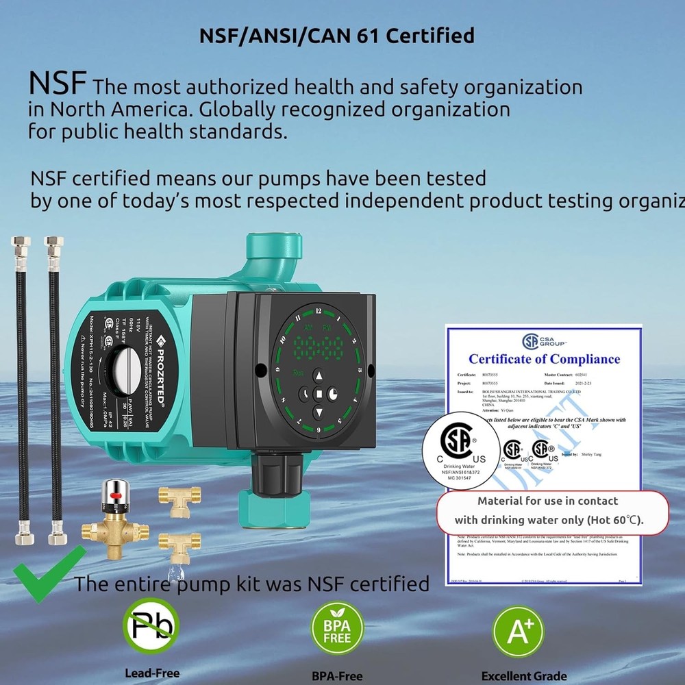 Instant Hot Water Circulating Pump with Built-in Digital Timer and Adjustable