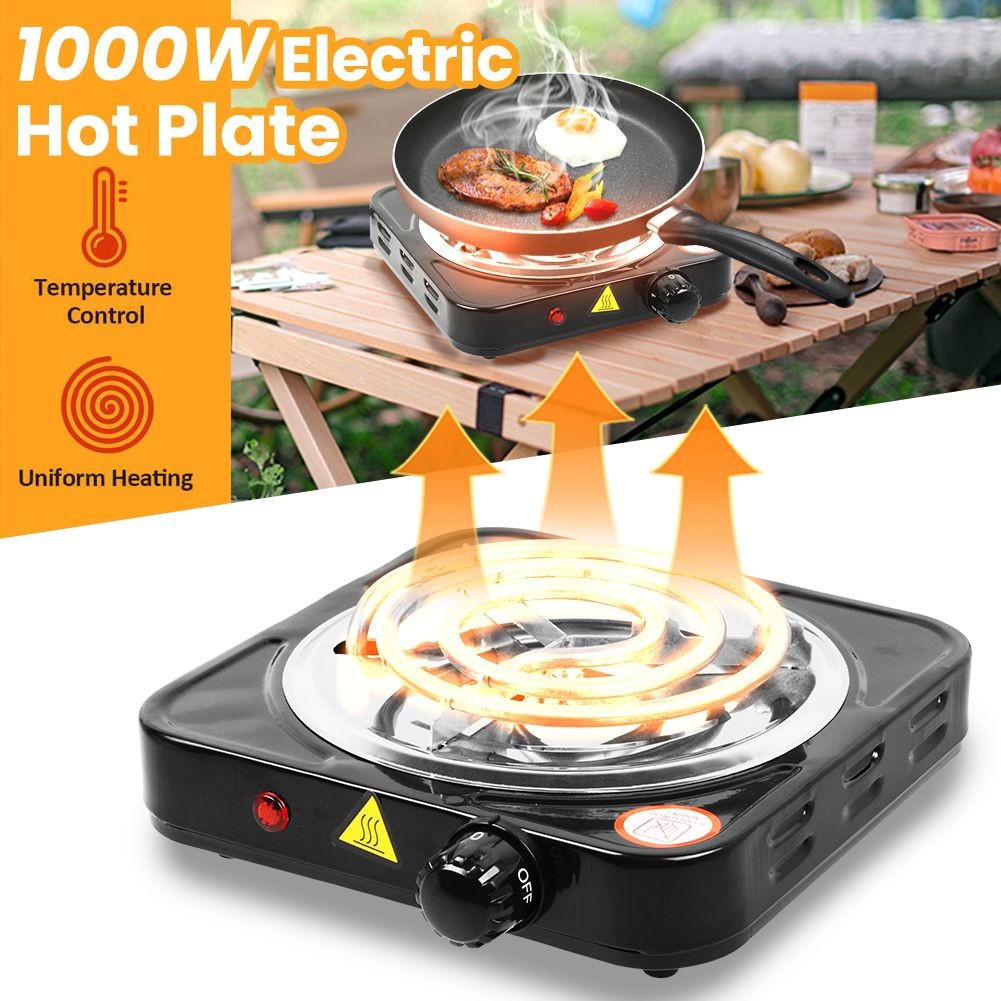 1000W Portable Single Electric Burner Hot Plate Camping Stove Stainless 110V US