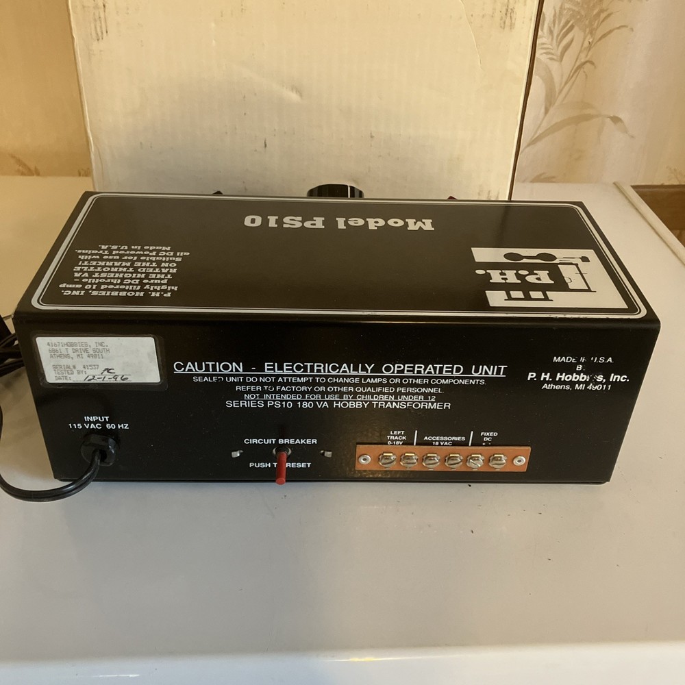 ph hobbies 10 amp transformer g scale PS10 NOS?