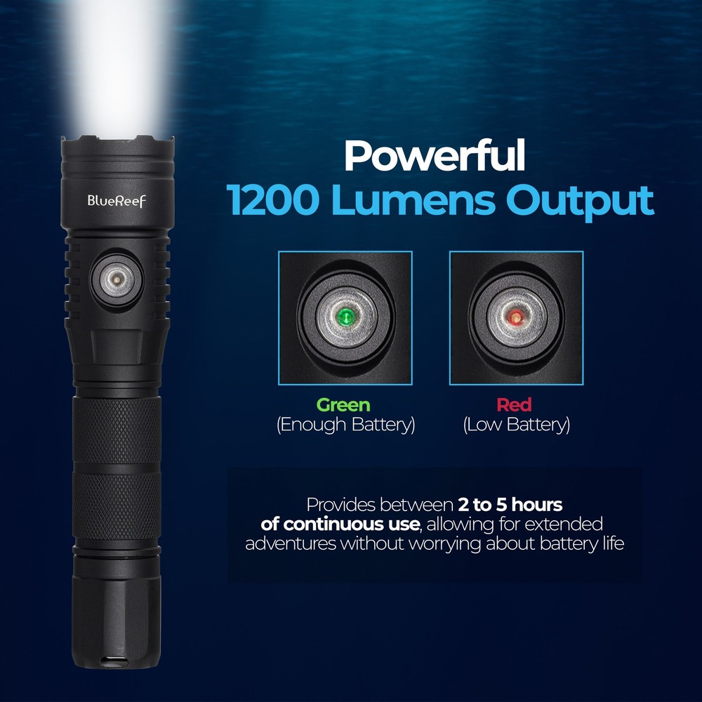 Blue Reef 1200 Lumens & 2000 Lumens Dive Light Kit