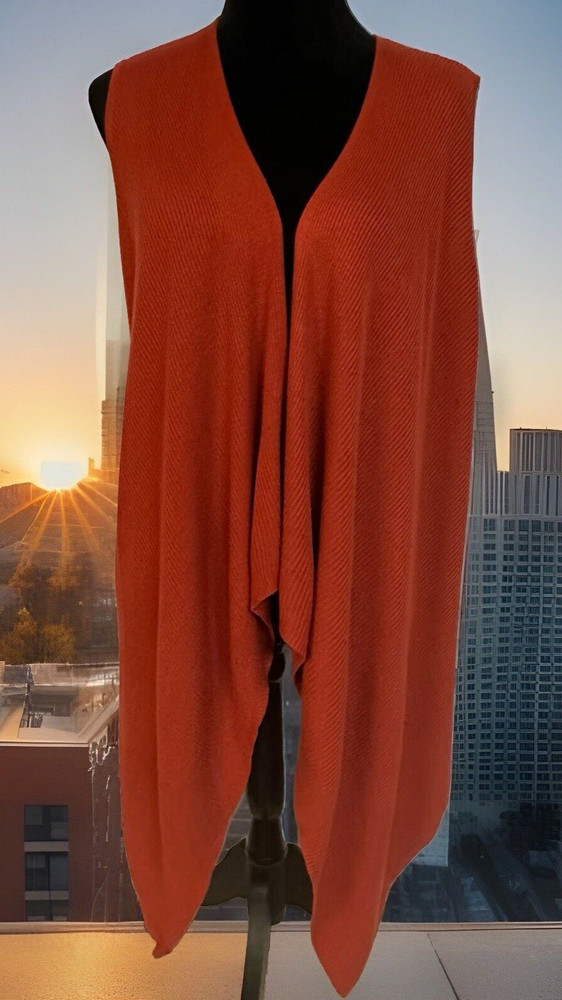 Cato Misses L Rust Open Vest Asymmetrical Mid-Length Boho