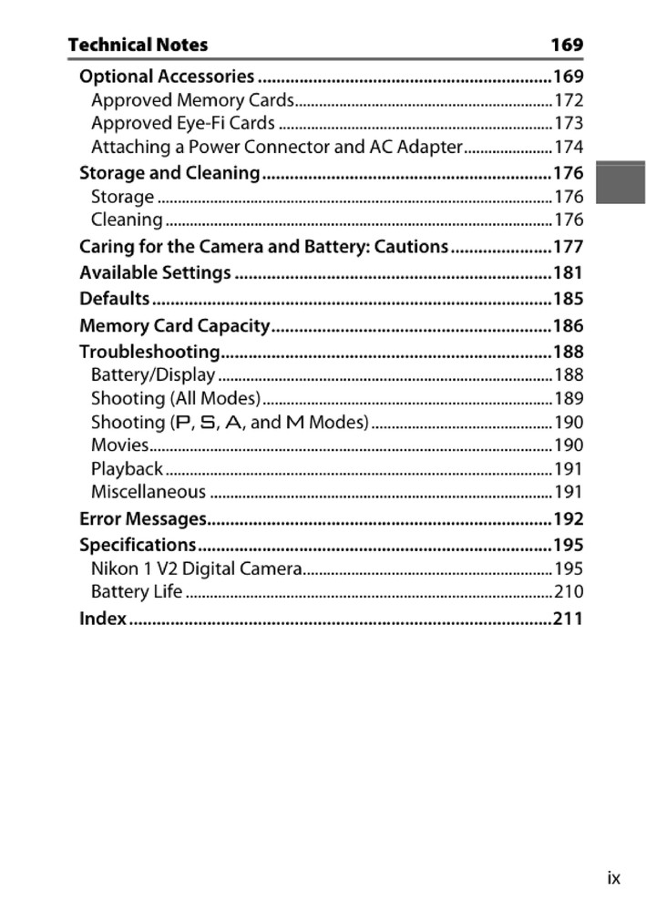 Nikon 1 V2 — User Reference Manual Guide — 1/2 Size, 5.5" x 8.5" Small Compact