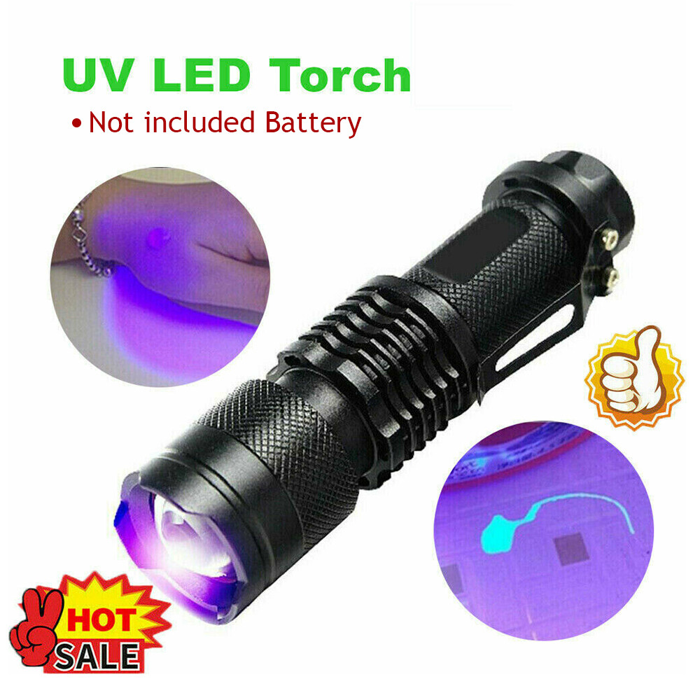 Zoom UV Light Ultra Violet LED Flashlight 395nm Inspection Pocket Detector Torch