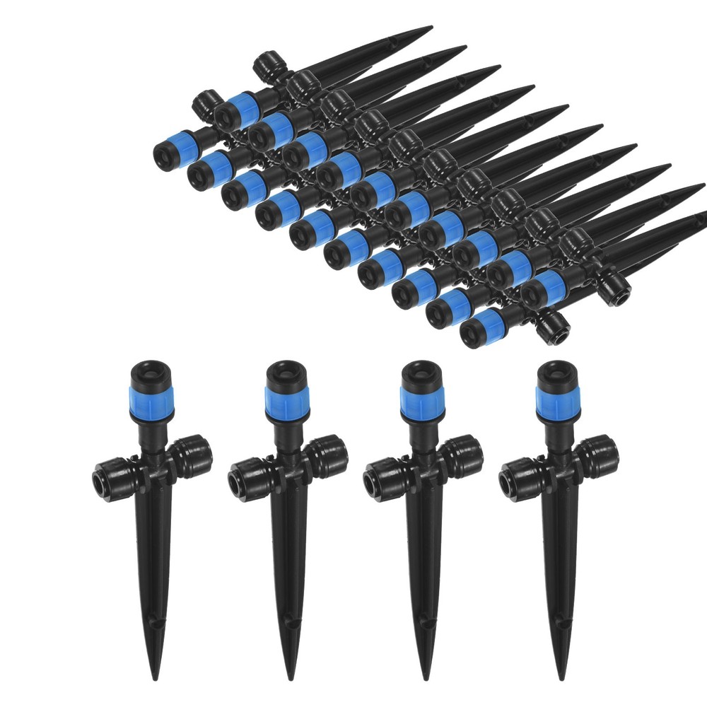 24-Pack Drip Irrigation Emitters, Adjustable 360 Degree Drippers, Blue