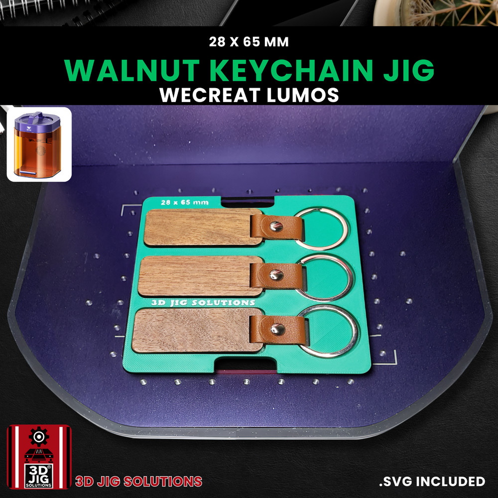 WeCreat Lumos Walnut Rectangle Keychain Jig | Laser Engraving Template