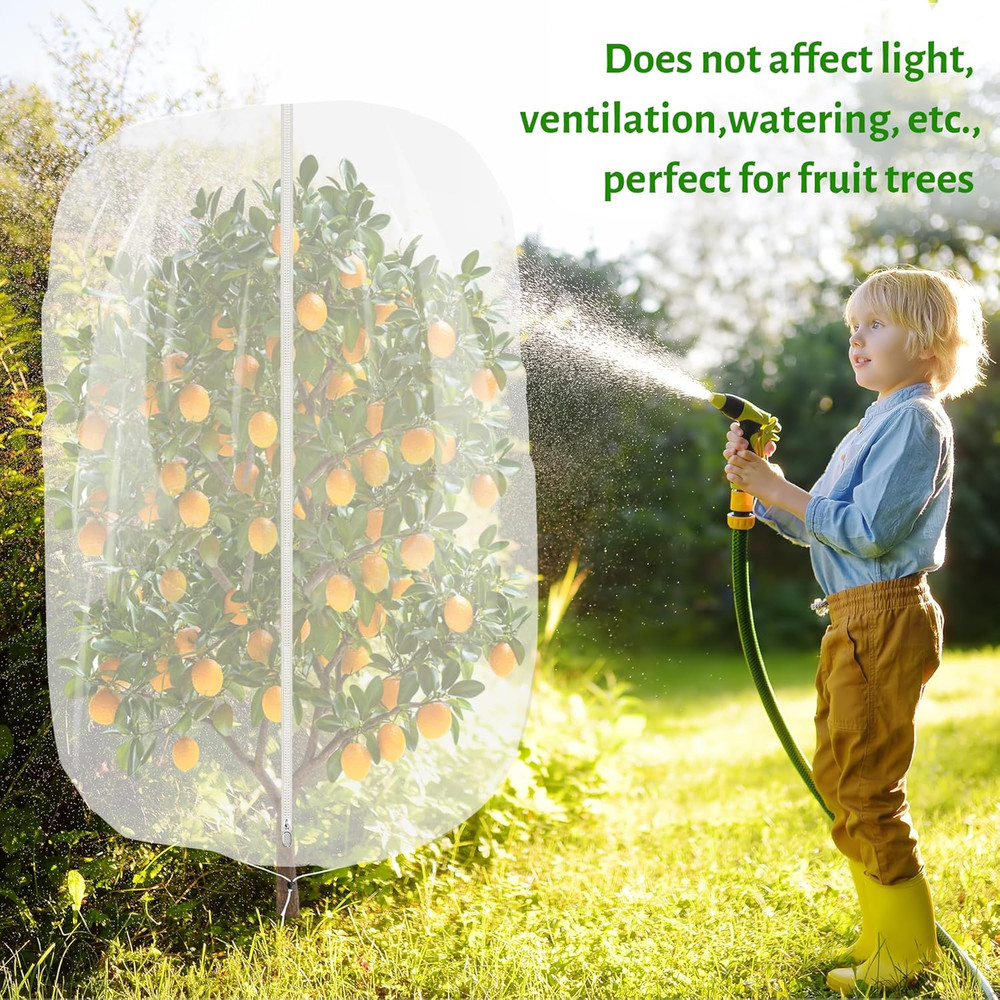 3 Pack Fruit Tree Netting 2.62x3.28Ft with Zipper & Drawstring for Garden Use