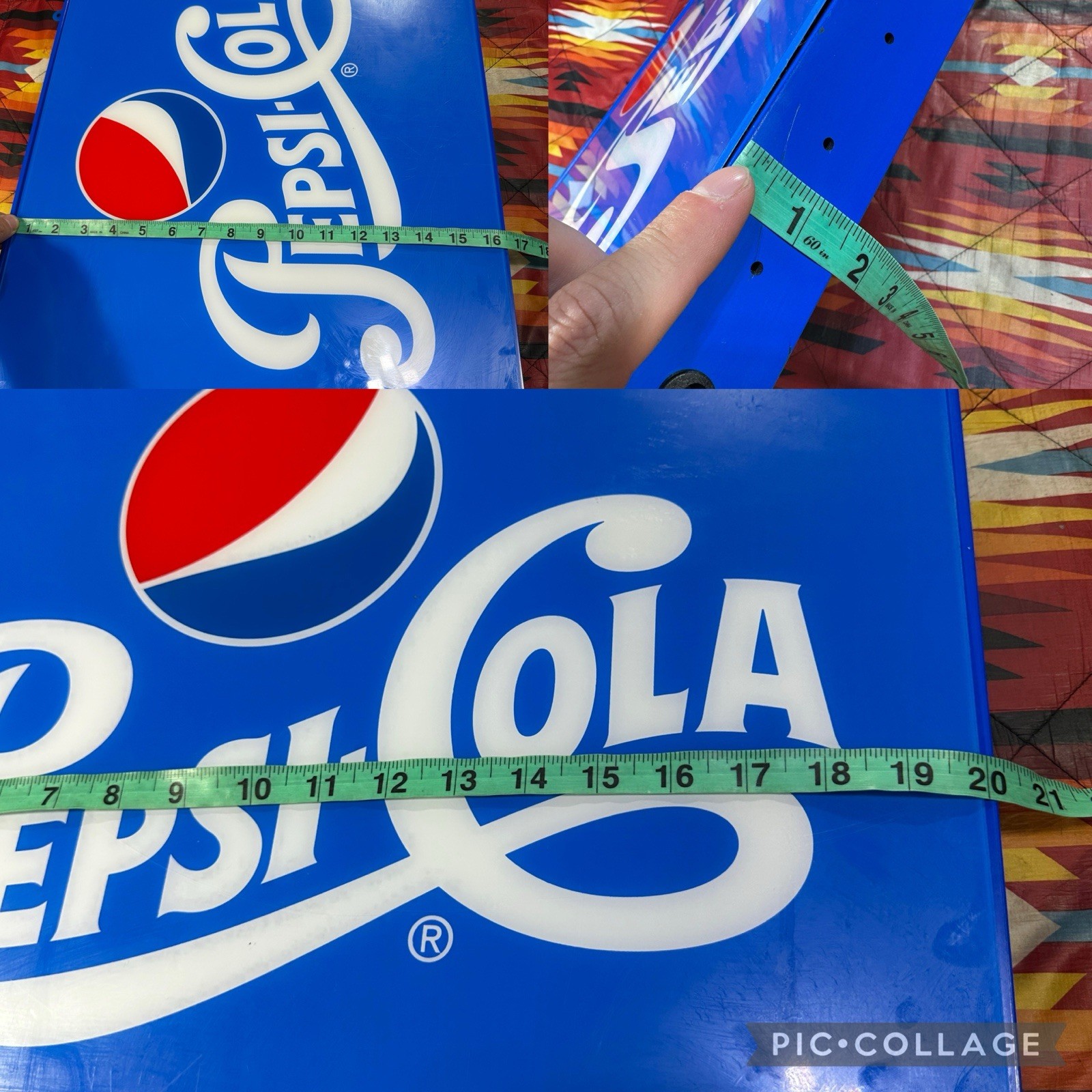 Blue Pepsi Cola Open Light Up Sign 20”x 16.5” (Power Cord Not Included) TESTED!