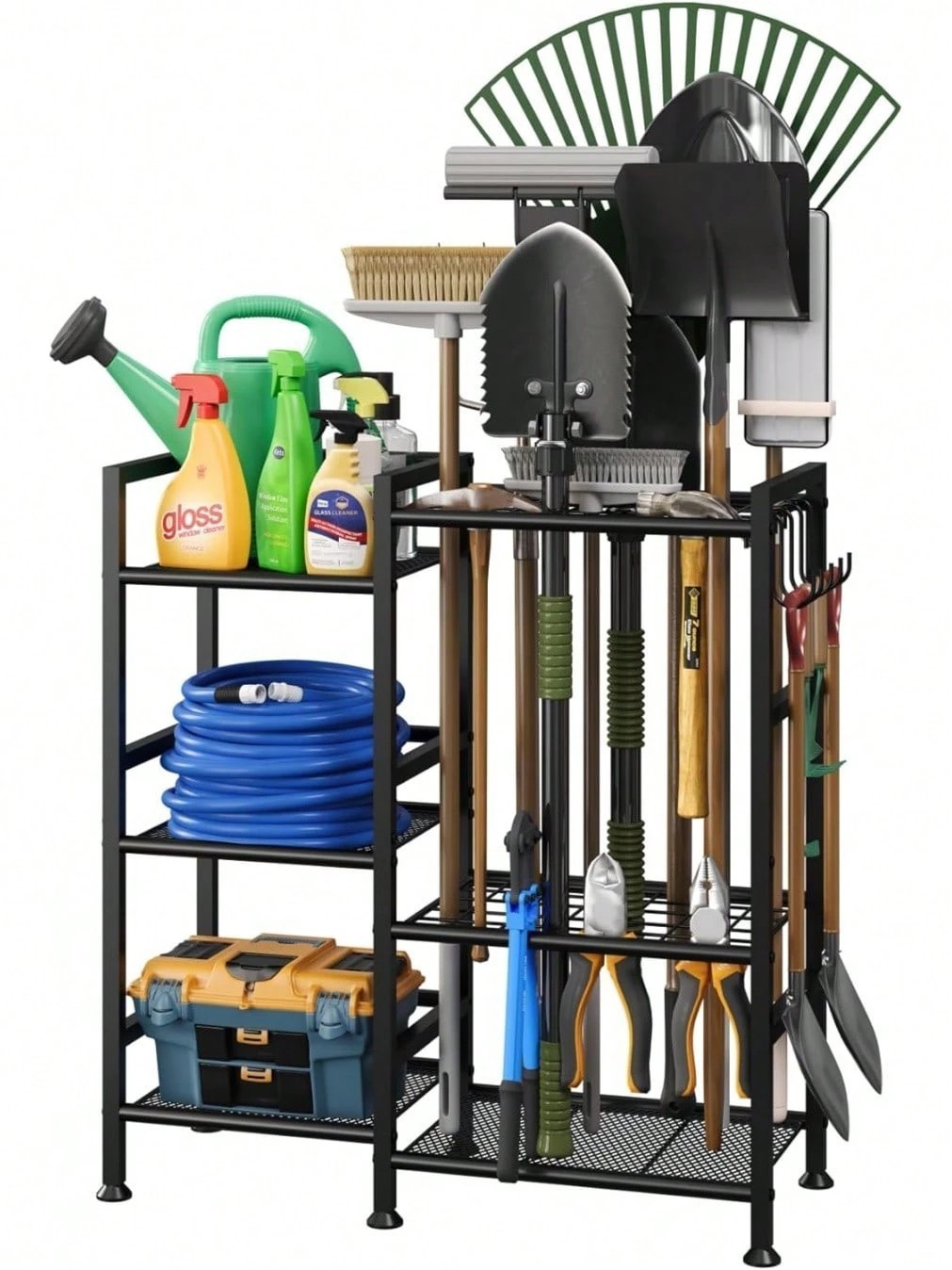 Garden Tool Organizer for Garage 35 Slots Yard Storage Rack Heavy Duty Shed Hook