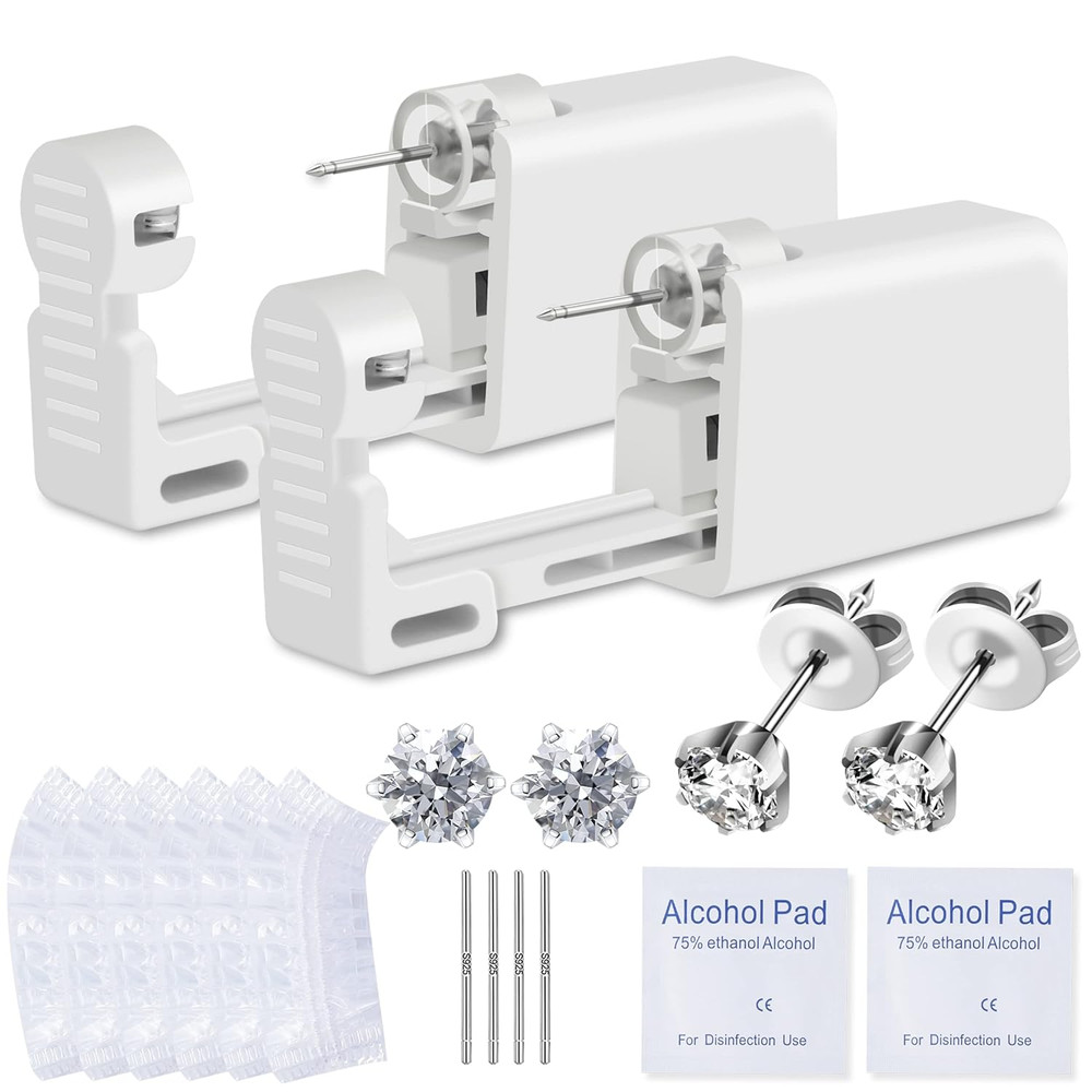 Ear Piercing Kit, 2 Pcs Disposable Ear Piercing Gun with Preloaded Ear Stud, at