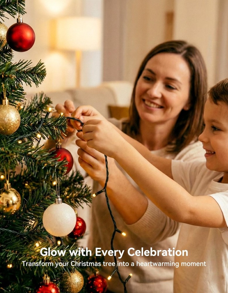 99FT 300 String Lights Outdoor Indoor, 8 Modes Waterproof Christmas String Li...